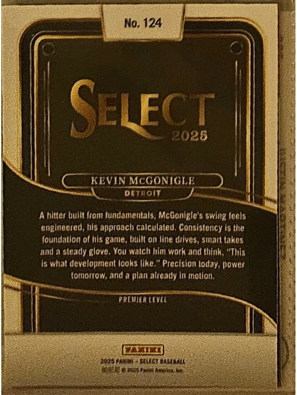 2025 Panini Select #124 - Kevin McGonigle - Premier Level - Detroit Tigers